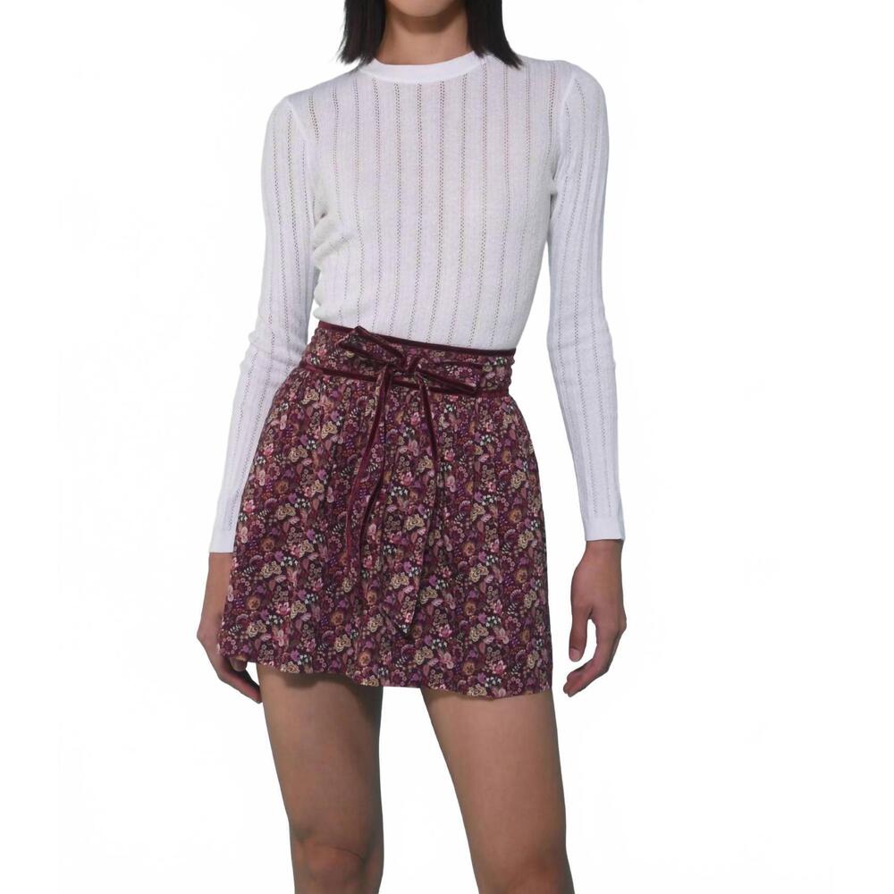 NEW LOVE THE LABEL women's rosie skirt in burgundy ditsy